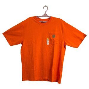Carhartt Mens Loose Fit Short Sleeve Orange Pocket T-Shirt Size L Workwear NWT